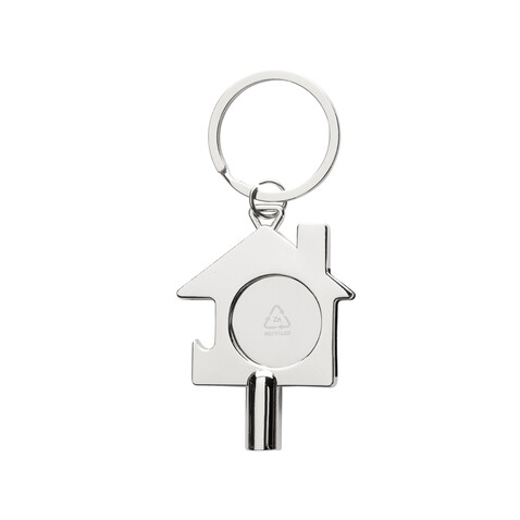 3-in-1 Schlüsselring aus RCS rec. Zinklegierung silber bedrucken, Art.-Nr. P191.7102