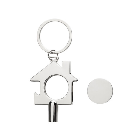 3-in-1 Schlüsselring aus RCS rec. Zinklegierung silber bedrucken, Art.-Nr. P191.7102