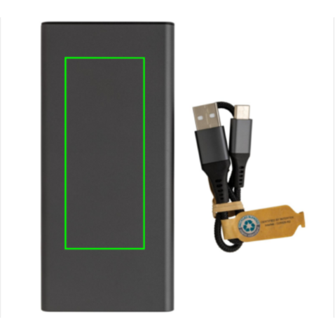 Terra RCS recycelte 18W-Aluminium-Powerbank 10.000mAh grau bedrucken, Art.-Nr. P322.692