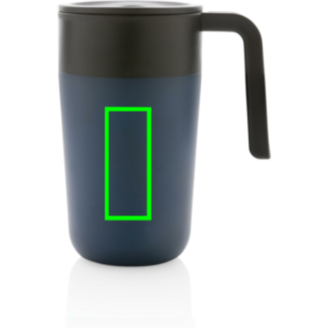 GRS recycelte PP und Stainless Steel Tasse mit Griff navy blau bedrucken, Art.-Nr. P433.235