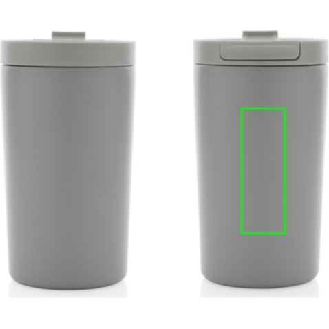 Doppelwandiger Vakuum-Becher aus RCS recyceltem SS grau bedrucken, Art.-Nr. P435.092