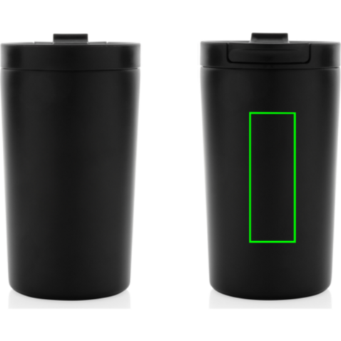Doppelwandiger Vakuum-Becher aus RCS recyceltem SS schwarz bedrucken, Art.-Nr. P435.091