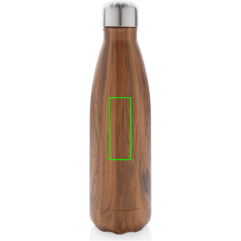 Vakuumisolierte Stainless Steel Flasche mit Holzoptik braun bedrucken, Art.-Nr. P436.489