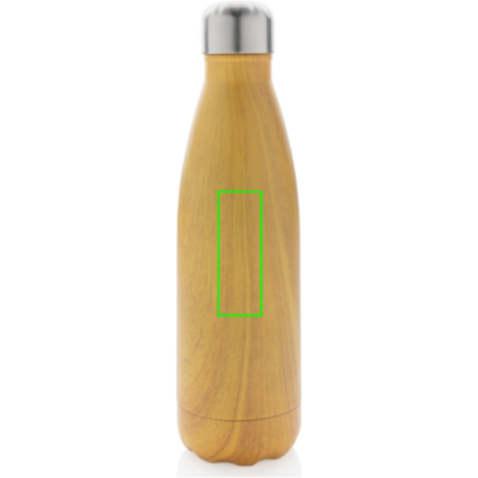 Vakuumisolierte Stainless Steel Flasche mit Holzoptik gelb bedrucken, Art.-Nr. P436.486