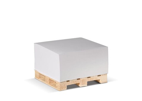 Zettelblock 10x10x5cm FSC auf Holzpalette - Weiss bedrucken, Art.-Nr. LT91739-N0001