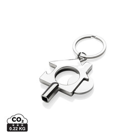 3-in-1 Schlüsselring aus RCS rec. Zinklegierung silber bedrucken, Art.-Nr. P191.7102