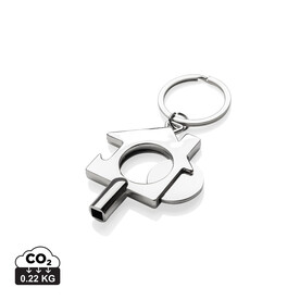 3-in-1 Schlüsselring aus RCS rec. Zinklegierung silber bedrucken, Art.-Nr. P191.7102