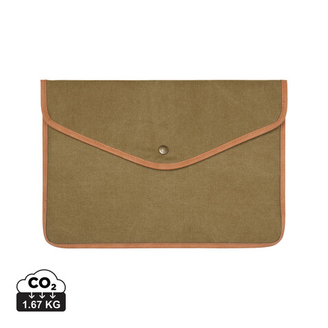 VINGA Bosler 14" Laptop-Tasche aus GRS recyceltem Canvas grün bedrucken, Art.-Nr. V7880307