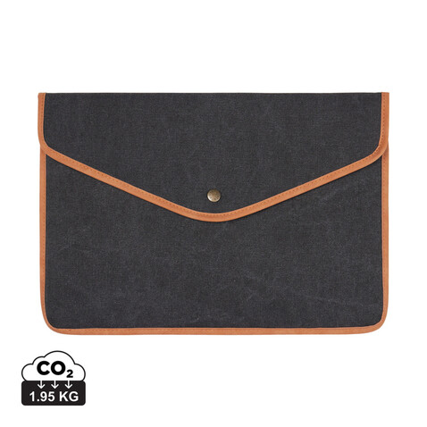 VINGA Bosler 16" Laptop-Tasche aus GRS recyceltem Canvas schwarz bedrucken, Art.-Nr. V7880401