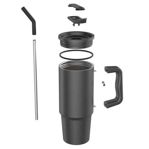 Embrace Deluxe Becher aus RCS recyceltem Edelstahl 900ml schwarz bedrucken, Art.-Nr. P437.3001