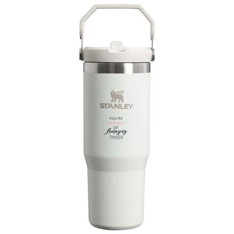 Stanley 890 ml IceFlow™ Flip Straw Thermobecher, weiß gefrosted bedrucken, Art.-Nr. 10083301