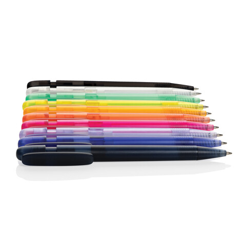 Devin transparenter Stift aus GRS zertifiziertem rABS lila bedrucken, Art.-Nr. P611.2630