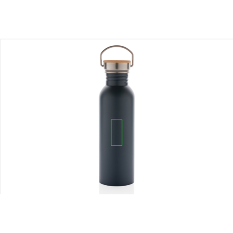 Moderne Stainless-Steel Flasche mit Bambusdeckel blau bedrucken, Art.-Nr. P436.835