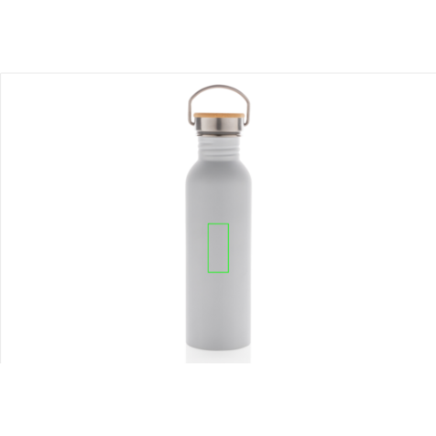 Moderne Stainless-Steel Flasche mit Bambusdeckel weiß bedrucken, Art.-Nr. P436.833