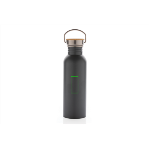 Moderne Stainless-Steel Flasche mit Bambusdeckel grau bedrucken, Art.-Nr. P436.832