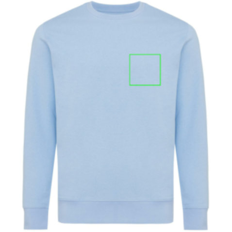 Iqoniq Etosha Lightweight Sweater aus recycelter Baumwolle sky blue bedrucken, Art.-Nr. T9303.022.S