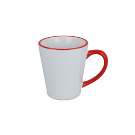 Melbourne Sublimationsbecher farbiger Rand &amp;amp; Henkel 300ml - Weiss / Rot bedrucken, Art.-Nr. LT51192-N0121