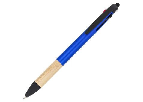 3-Farben-Stift mit Bambusgriff - Blau bedrucken, Art.-Nr. LT80561-N0011