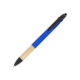 3-Farben-Stift mit Bambusgriff - Blau bedrucken, Art.-Nr. LT80561-N0011