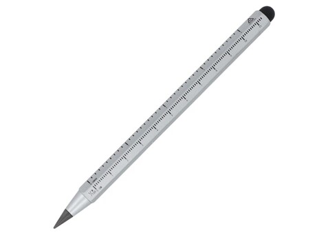 Langlebiger Bleistift &amp; Lineal R-AL - Silber bedrucken, Art.-Nr. LT91593-N0005
