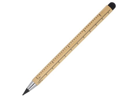 Langlebiger Bleistift und Lineal aus Bambus - Natur bedrucken, Art.-Nr. LT91594-N0094