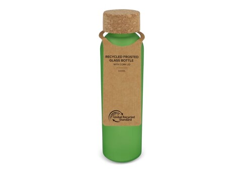 Gefrostete flasche aus recyceltem Glas mit Korkdeckel 500ml - Ecru / Hellgrün bedrucken, Art.-Nr. LT98880-N5432 Gefrostete flasche aus recyceltem Glas mit Korkdeckel 500ml - Ecru / Hellgrün bedrucken, Art.-Nr. LT98880-N5432