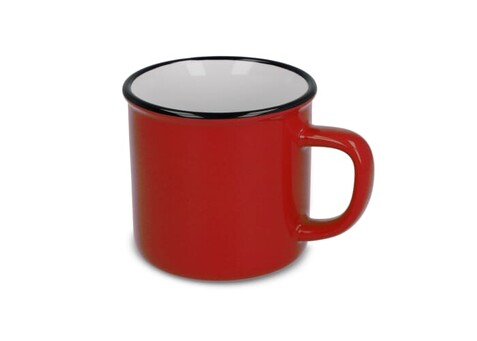 Emaille-Stil Keramikbecher 280ml - Rot bedrucken, Art.-Nr. LT51111-N0021