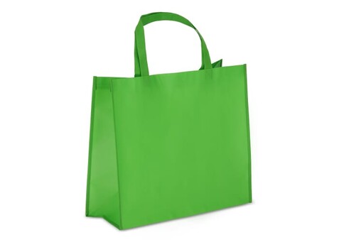 R-PET Tragetasche aus laminiertem Non Woven 40 x 16 x 35cm 105g/m² - Hellgrün bedrucken, Art.-Nr. LT91332-N0032