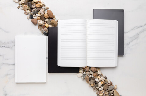 Impact Softcover A5 Notizbuch mit Steinpapier anthrazit bedrucken, Art.-Nr. P774.212