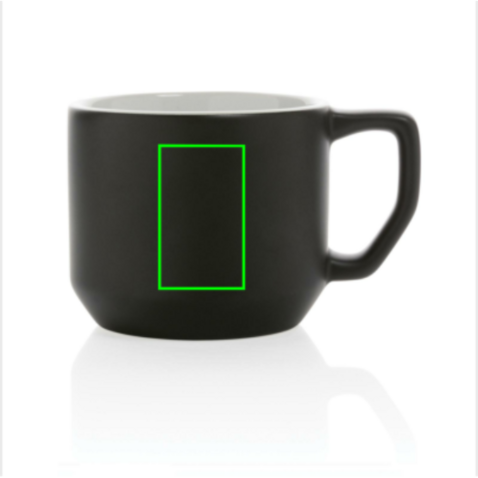 Moderne Keramiktasse, 350ml schwarz, weiß bedrucken, Art.-Nr. P434.041