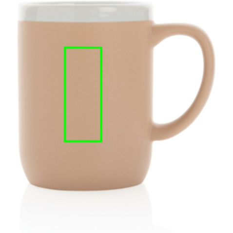 Keramiktasse mit weißem Rand, 300ml braun, weiß bedrucken, Art.-Nr. P434.099