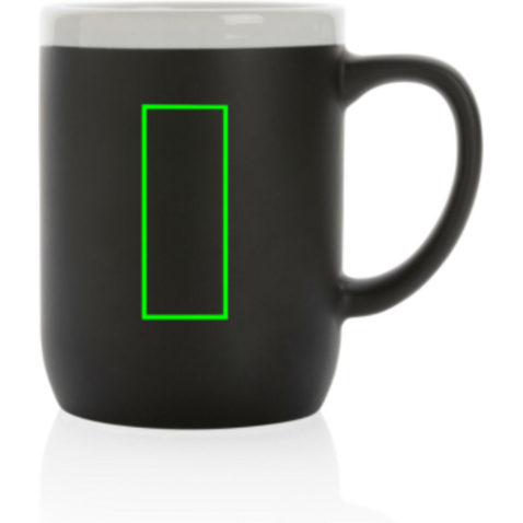 Keramiktasse mit weißem Rand, 300ml schwarz, weiß bedrucken, Art.-Nr. P434.091