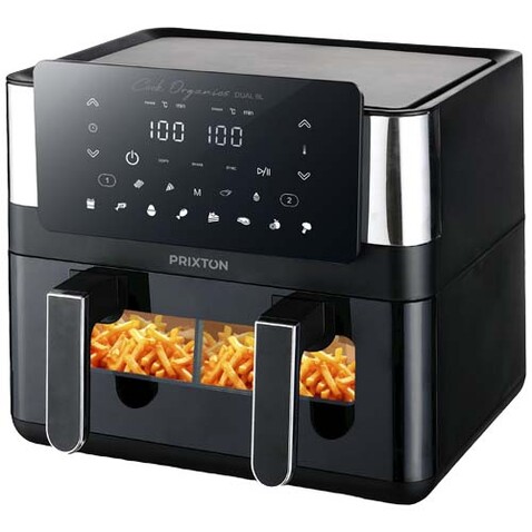 Prixton Cook Organics Doppel-Heißluftfritteuse 8L, schwarz bedrucken, Art.-Nr. 1PA18490