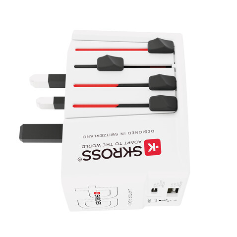 SKROSS World Travel Adapter MUV 65W PD mit USB-C-Kabel weiß bedrucken, Art.-Nr. RB1.302976