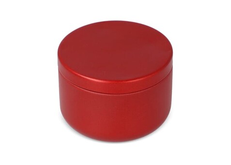 Candle in round recycled tin - Rot bedrucken, Art.-Nr. LT90743-N0021