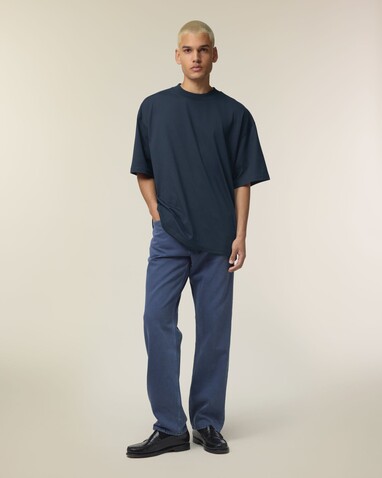 Blaster 2.0 - Das Oversized Unisex-T-Shirt mit Stehkragen - French Navy - 3XL bedrucken, Art.-Nr. STTU959C7273X