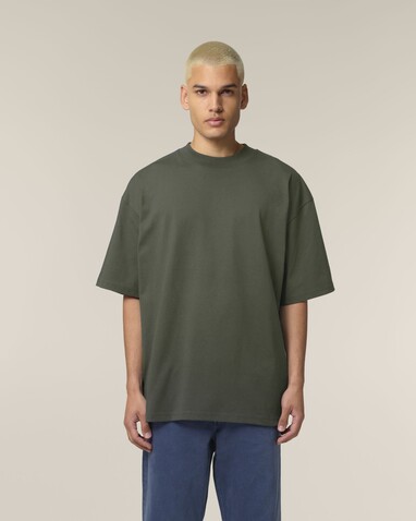 Blaster 2.0 - Das Oversized Unisex-T-Shirt mit Stehkragen - Khaki - XXL bedrucken, Art.-Nr. STTU959C2232X Blaster 2.0 - Das Oversized Unisex-T-Shirt mit Stehkragen - Khaki - XXL bedrucken, Art.-Nr. STTU959C2232X