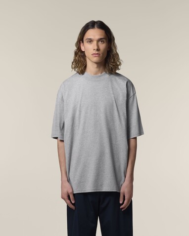 Blaster 2.0 - Das Oversized Unisex-T-Shirt mit Stehkragen - Heather Grey - 3XL bedrucken, Art.-Nr. STTU959C2503X Blaster 2.0 - Das Oversized Unisex-T-Shirt mit Stehkragen - Heather Grey - 3XL bedrucken, Art.-Nr. STTU959C2503X