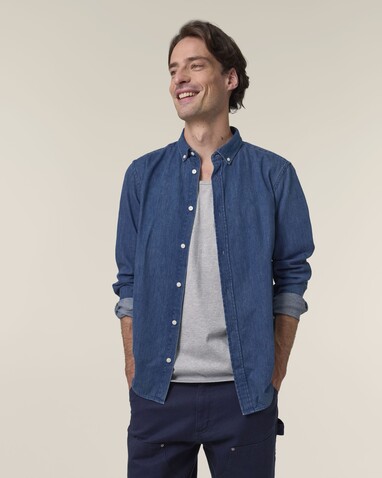 Stanley Denim Shirt - Das Herren-Jeanshemd - Mid Wash - S bedrucken, Art.-Nr. STWM967C3711S Stanley Denim Shirt - Das Herren-Jeanshemd - Mid Wash - S bedrucken, Art.-Nr. STWM967C3711S