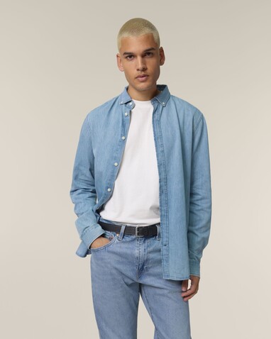 Stanley Denim Shirt - Das Herren-Jeanshemd - Light Wash - S bedrucken, Art.-Nr. STWM967C3701S Stanley Denim Shirt - Das Herren-Jeanshemd - Light Wash - S bedrucken, Art.-Nr. STWM967C3701S