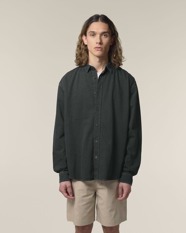 Worker Shirt - Das Relaxed Unisex-Hemd - G. Dyed Black Rock - XXL bedrucken, Art.-Nr. STWU975C1402X