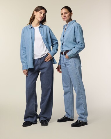 Stella Denim Shirt - Das Damen-Jeanshemd - Light Wash - L bedrucken, Art.-Nr. STWW970C3701L Stella Denim Shirt - Das Damen-Jeanshemd - Light Wash - L bedrucken, Art.-Nr. STWW970C3701L