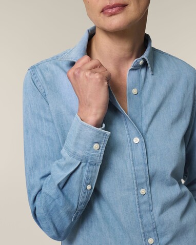 Stella Denim Shirt - Das Damen-Jeanshemd - Light Wash - XXL bedrucken, Art.-Nr. STWW970C3702X