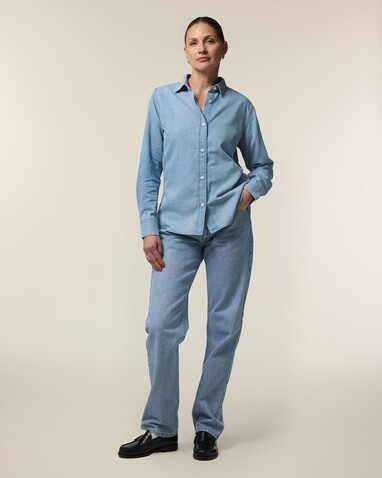Stella Denim Shirt - Das Damen-Jeanshemd - Light Wash - 3XL bedrucken, Art.-Nr. STWW970C3703X Stella Denim Shirt - Das Damen-Jeanshemd - Light Wash - 3XL bedrucken, Art.-Nr. STWW970C3703X