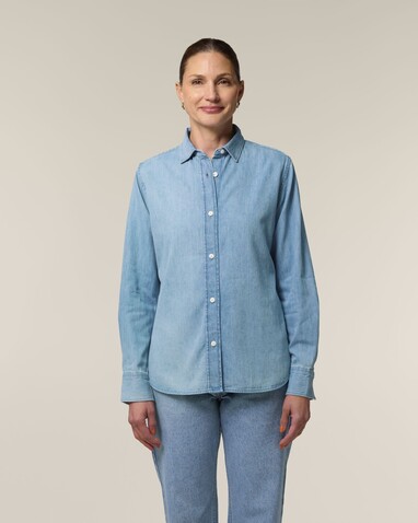 Stella Denim Shirt - Das Damen-Jeanshemd - Light Wash - XL bedrucken, Art.-Nr. STWW970C3701X