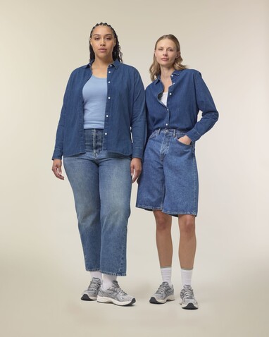 Stella Denim Shirt - Das Damen-Jeanshemd - Mid Wash - XL bedrucken, Art.-Nr. STWW970C3711X