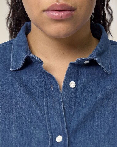 Stella Denim Shirt - Das Damen-Jeanshemd - Mid Wash - L bedrucken, Art.-Nr. STWW970C3711L