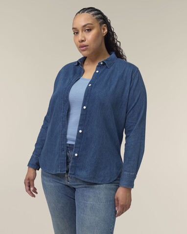 Stella Denim Shirt - Das Damen-Jeanshemd - Mid Wash - S bedrucken, Art.-Nr. STWW970C3711S Stella Denim Shirt - Das Damen-Jeanshemd - Mid Wash - S bedrucken, Art.-Nr. STWW970C3711S