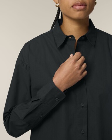 Stella Styler Shirt - Das Relaxed Damen-Popelinehemd - Black - S bedrucken, Art.-Nr. STWW973C0021S