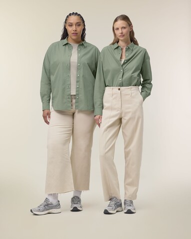 Stella Styler Shirt - Das Relaxed Damen-Popelinehemd - Soft Khaki - XXL bedrucken, Art.-Nr. STWW973C3672X